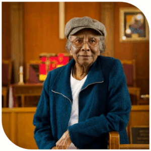 Photo of Wilma Morrison in the Niagara Falls BME Church.